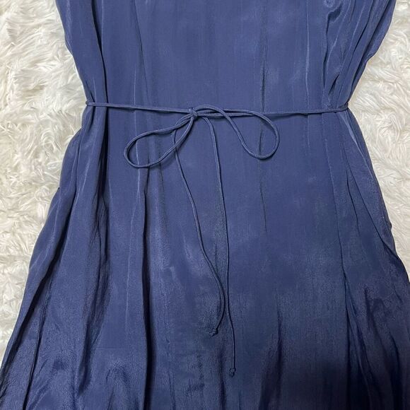Massimo Dutti Maxi Dress Bridesmaid Flowy Lightweight Sleeveless Size XS Navy Bl - Picture 6 of 15